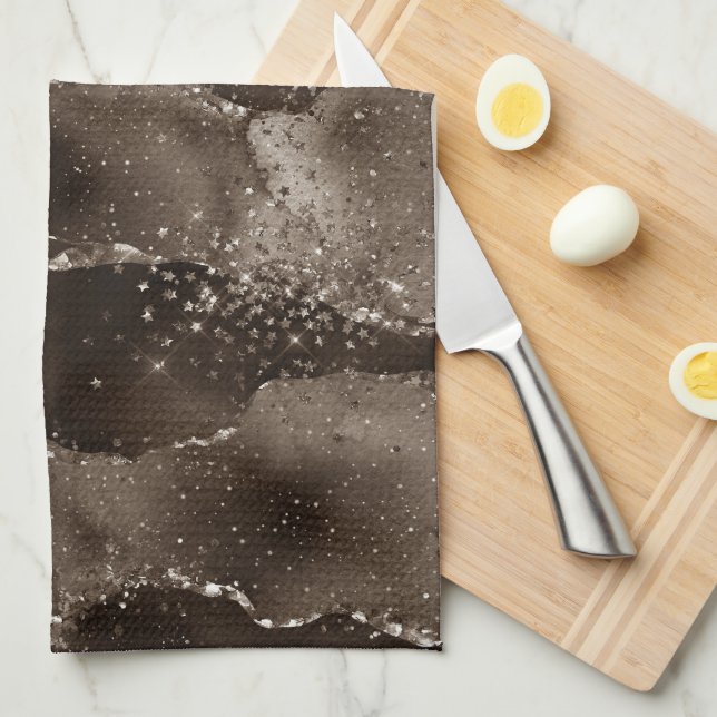 Moody agate | Kaffe Brown Golden Bronze Taupe Kökshandduk (Vikt i Fjärdedel)