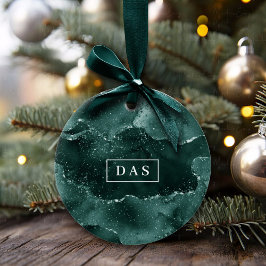 Moody agate | Malakitets Rik Monogram Grönt Julgransprydnad Keramik