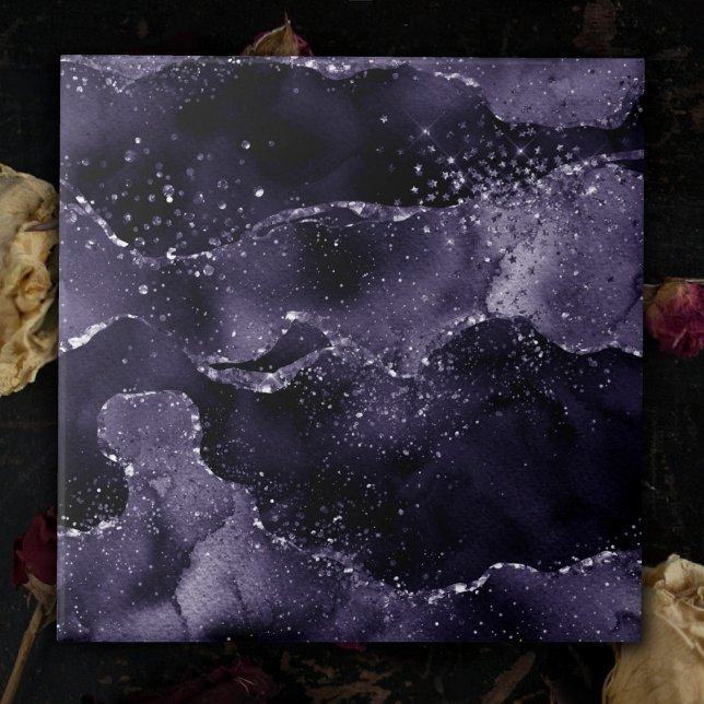 Moody agate | Midnight Indigo Deep Lila Glam Kakelplatta (Skapare uppladdad)
