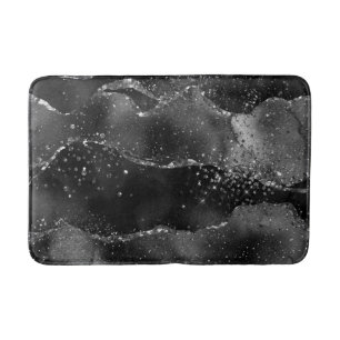 Moody agate Onyx Black Silver Vampy Goth Glitter Badrumsmatta