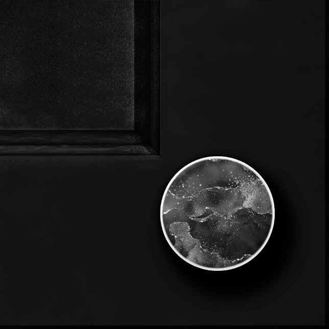 Moody agate | Onyx Black Silver Vampy Goth Glitter Knopp (Skapare uppladdad)