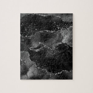 Moody agate Onyx Black Silver Vampy Goth Glitter Pussel