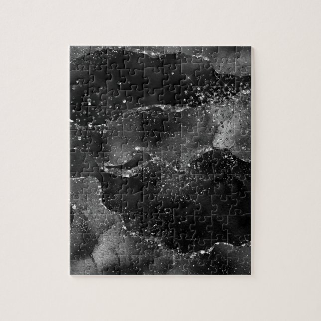 Moody agate | Onyx Black Silver Vampy Goth Glitter Pussel (Vertikal)