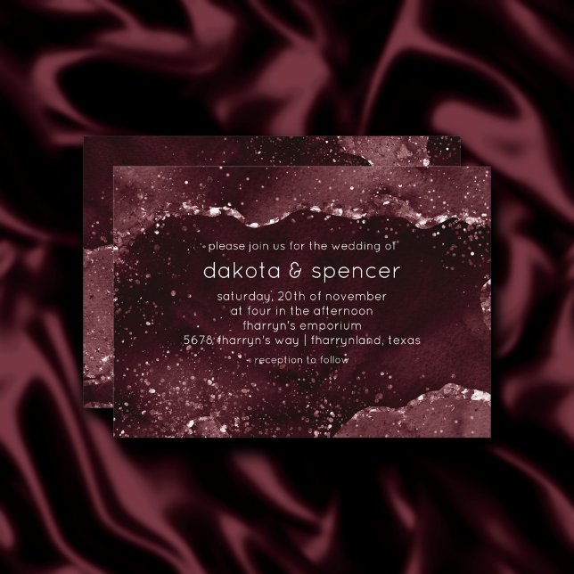 Moody agate | Vin Bordeaux Sangria Merlot Maroon Inbjudningar (Skapare uppladdad)