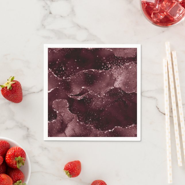 Moody agate | Vin Bordeaux Sangria Merlot Maroon Pappersservett (Insitu)