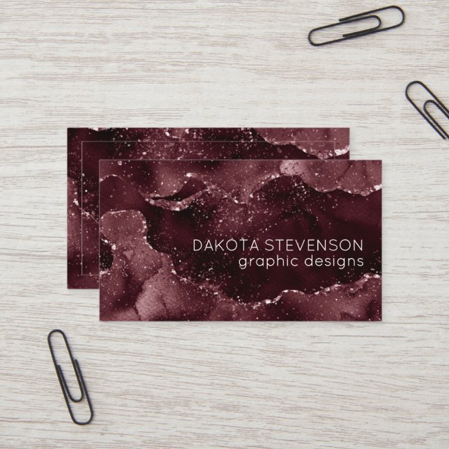 Moody agate | Vin Bordeaux Sangria Merlot Maroon Visitkort (Fram/Back In Situ)