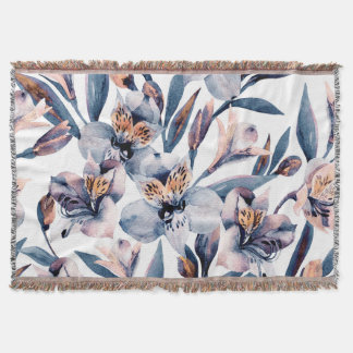 Moody alstroemeria: Vattenfärgningsblommor Mönster Filt