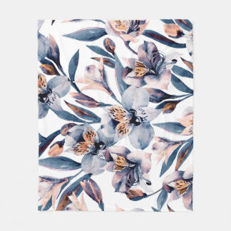 Moody alstroemeria: Vattenfärgningsblommor Mönster Fleecefilt