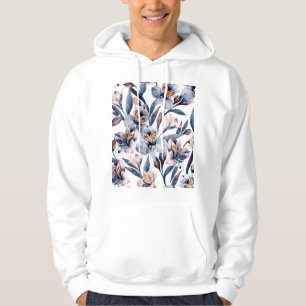 Moody alstroemeria: Vattenfärgningsblommor Mönster Hoodie