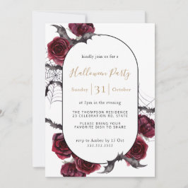 Moody Arch Blommigt Burgundy Black Halloween fest Inbjudningar