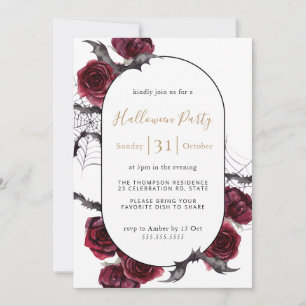 Moody Arch Blommigt Burgundy Black Halloween fest Inbjudningar