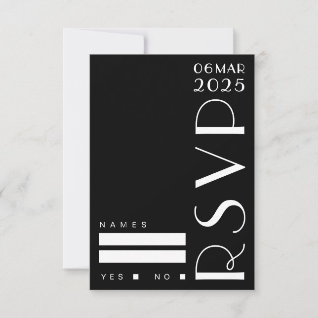 Moody Art Deco Black White Bröllop OSA Kort (Framsida)