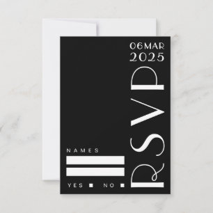 Moody Art Deco Black White Bröllop OSA Kort