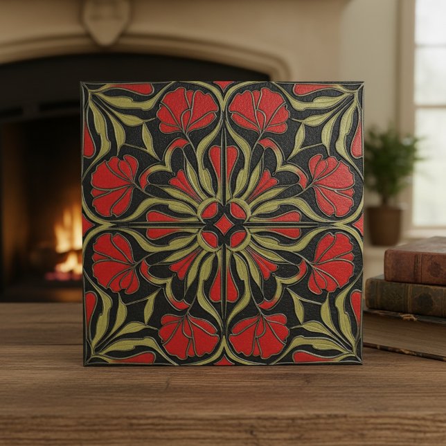 Moody Art Nouveau Floral Medallion#12 ID1193 Kakelplatta (Skapare uppladdad)