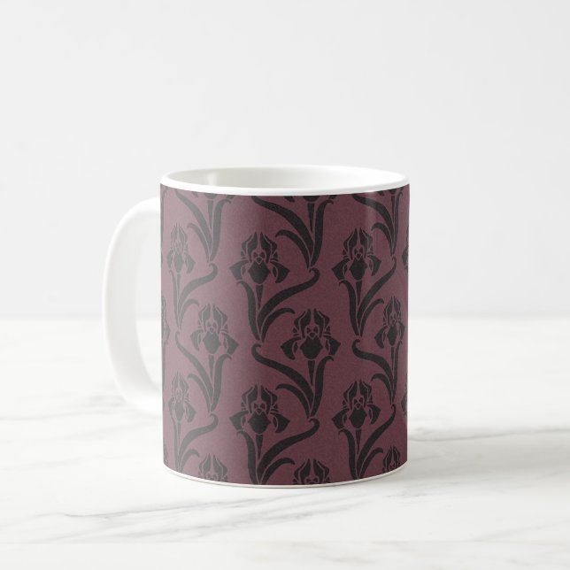 Moody Art nouveau Irises Coffee Mugg (Framsida vänster)