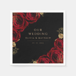 Moody Black Burgundy Roses Wedding  Pappersservett