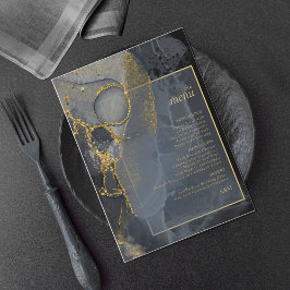 Moody Bläck Charcol Guld Abstrakt Menu ID988