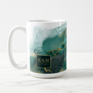 Moody Bläck Emerald Guld Abstrakt Blk ID988 Kaffemugg
