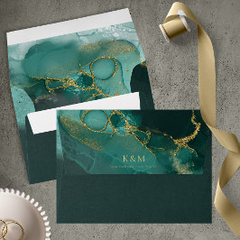 Moody Bläck Emerald Guld Abstrakt ID988