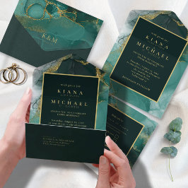 Moody Bläck Emerald Guld Abstrakt ID988