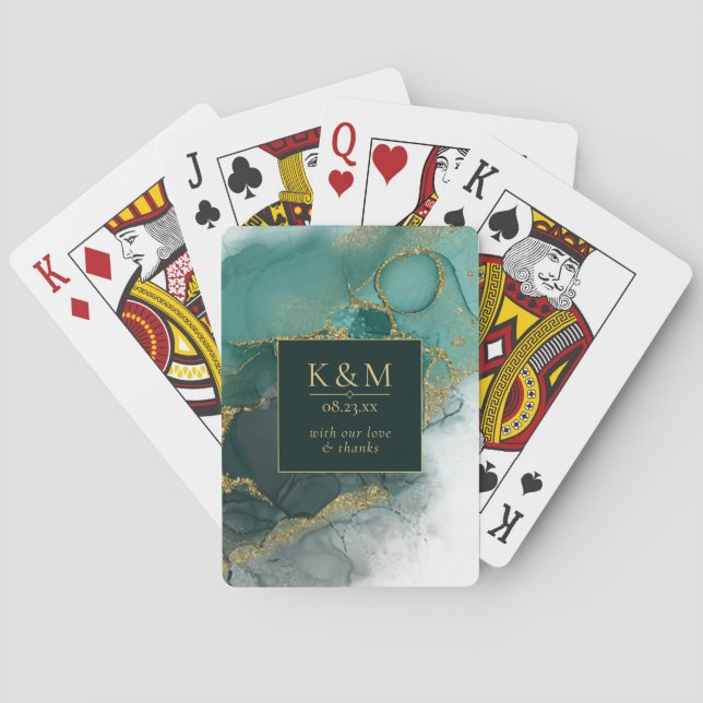 Moody Bläck Emerald Guld Abstrakt ID988 Casinokort (Baksidan)