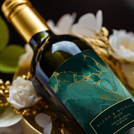 Moody Bläck Emerald Guld Abstrakt ID988 Vinflaska Etikett