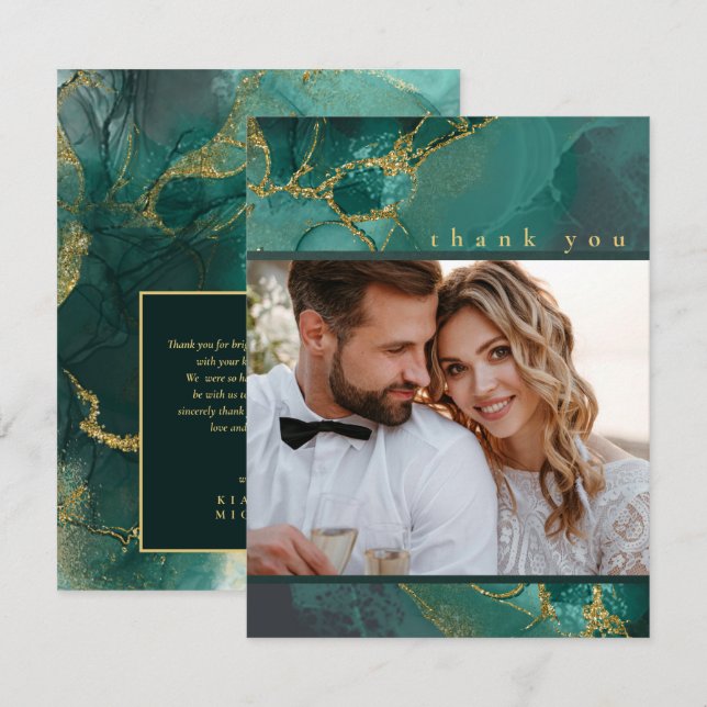 Moody Bläck Emerald Guld Abstrakt Tack ID988 (Fram/baksida)