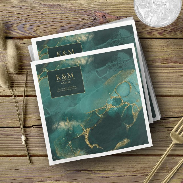 Moody Bläck Emerald Guld Abstrakt V2 ID988 Pappersservett (Skapare uppladdad)