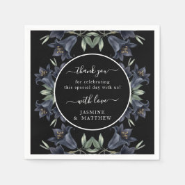 Moody Black Floral Classic Thank You Chic Wedding Pappersservett