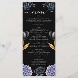 Moody Black Floral Classic Whimsical Chic Wedding Meny