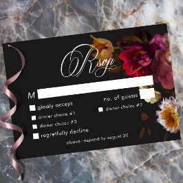 Moody Black Floral Painterly Red Burgundy Wedding OSA Kort