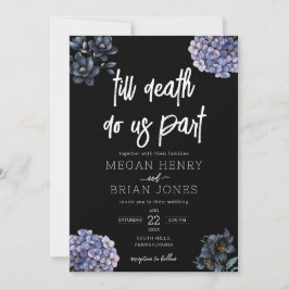 Moody Black Floral Till Death Do Us Part Wedding Inbjudningar