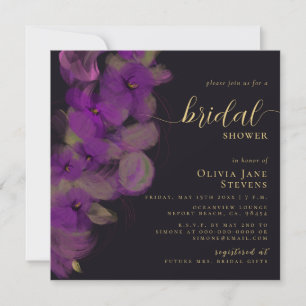 Moody Black Lila Orchids Möhippa av andedräkt Inbjudningar