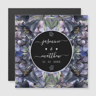 Moody Black Rose Par Namn Bröllop Magnetkort