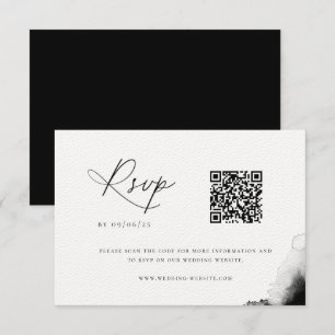 Moody Black Watercolor Bröllop QR-kod, OSA kort