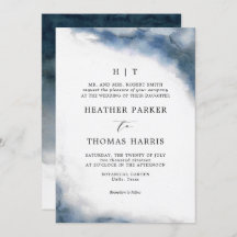 Moody blått vattenfärg, klassiskt Elegant bröllop