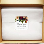 Moody Blommigt Burgundy Bröllop Fyrkantigt Klistermärke<br><div class="desc">#zazzlemade</div>