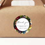 Moody Blommigt Burgundy Bröllop Runt Klistermärke<br><div class="desc">#zazzlemade</div>