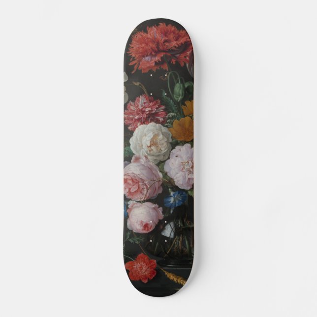 Moody Blommigt för mörk Mini Skateboard Bräda 18,5 Cm (Framsida)