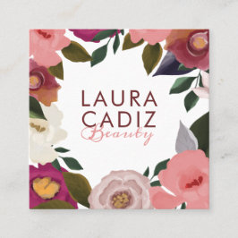 Moody Blommigt och Elegant Vattenfärgsarrangemang  Fyrkantigt Visitkort