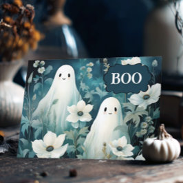 Moody Blommigt Spöken Halloween Helgkort