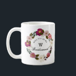 Moody Blommigt Vattenfärgning Utandning Bridesmaid Kaffemugg<br><div class="desc">Vår elegant och vår moody blommigt för tegelkaffe mugg är en perfekt gåva till ge till din brud. Utformningen har våra handdragna blommigtar med vattenfärg i en vacker, rustik och moody färg palett. nyp, djup majoritet med accenter från oliv grönt, djupa lila och levande gröntar som skapar denna vackra, slående...</div>