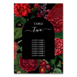 Moody Blommigtar Black Arch Burgundy Red Bröllop Bordsnummer