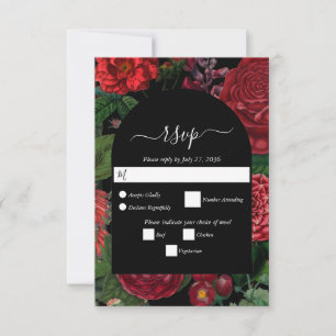Moody Blommigtar Black Arch Burgundy Red Bröllop OSA Kort
