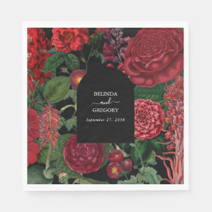 Moody Blommigtar Black Arch Burgundy Red Bröllop Pappersservett