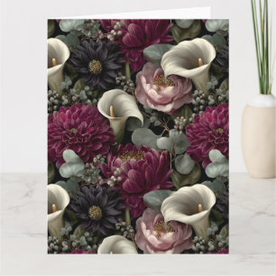 Moody Blommönster med Dahlias och Calla Lilies Kort