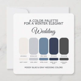 Moody Blue and Gray Wedding Color Palette Card Inbjudningar
