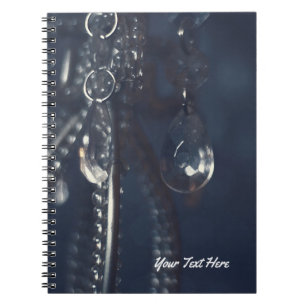 Moody Blue Crystal Elegant Romantisk Chic Glam Anteckningsbok Med Spiral