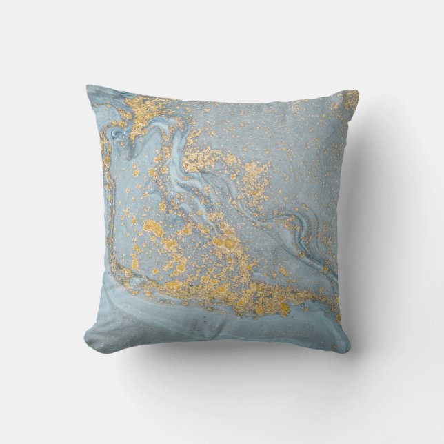 MOODY BLUE GULD LUXE MARBLE CUSHION KUDDE (Framsida)