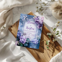 Moody Blue Mauve Lila Blommig Eukalyptus Bröllop